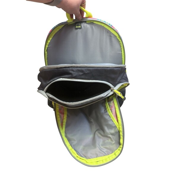 Adidas Girls Gray Multicolor Camo School Back Pack 3 Pockets Water Bottle Holder - Picture 3 of 5